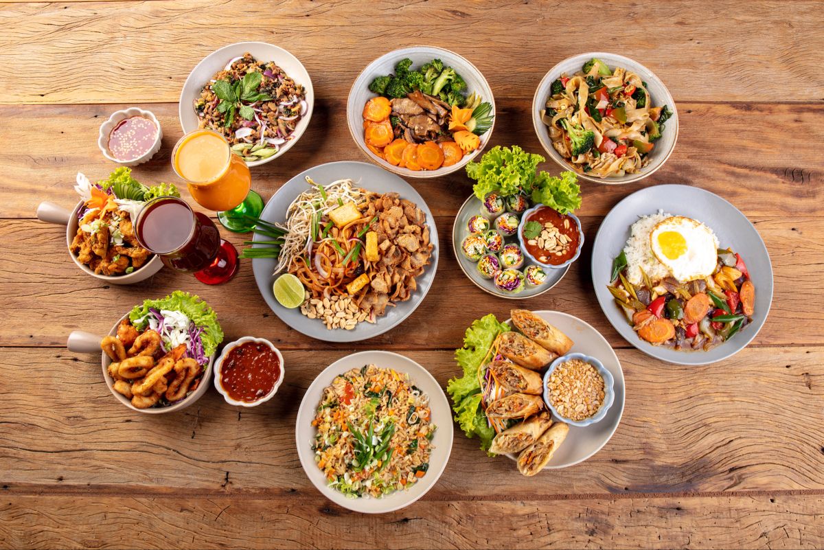 Variety of Thai dishes offering different flavors and options for different taste preferences