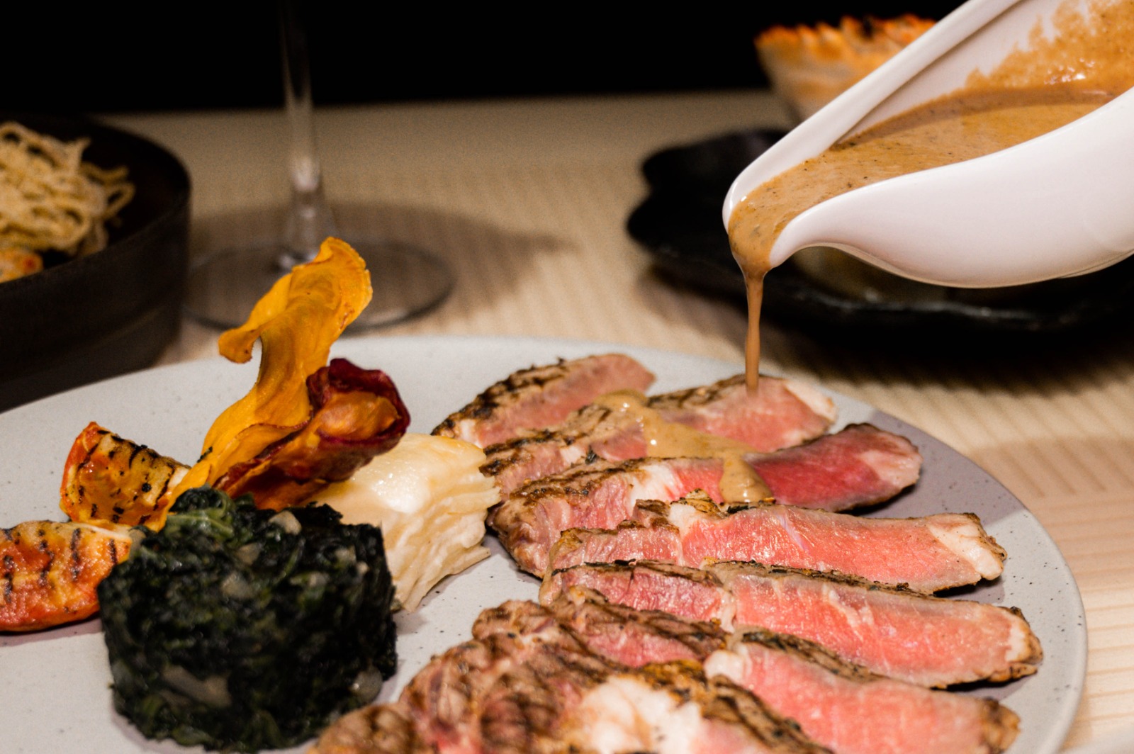 Fusion food combining Thai flavors with international ingredients
