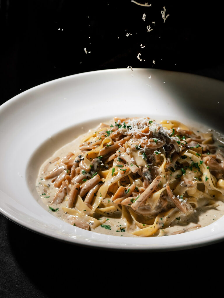 Creamy Truffle Mushroom pasta with wild mushrooms and Parmesan