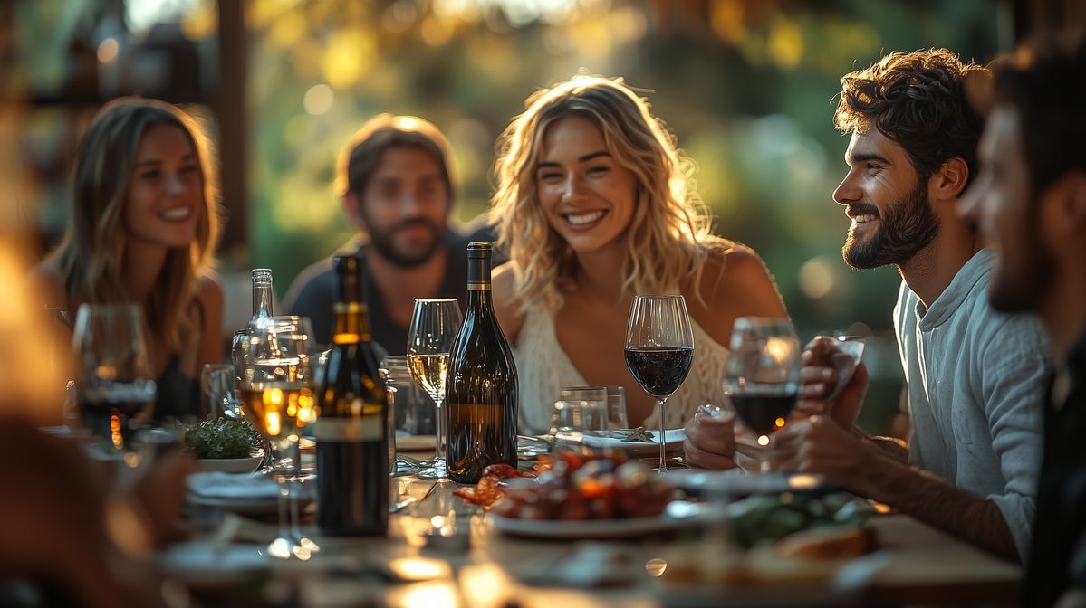 Friends enjoying a popular brunch with a variety of food in a welcoming dining setting