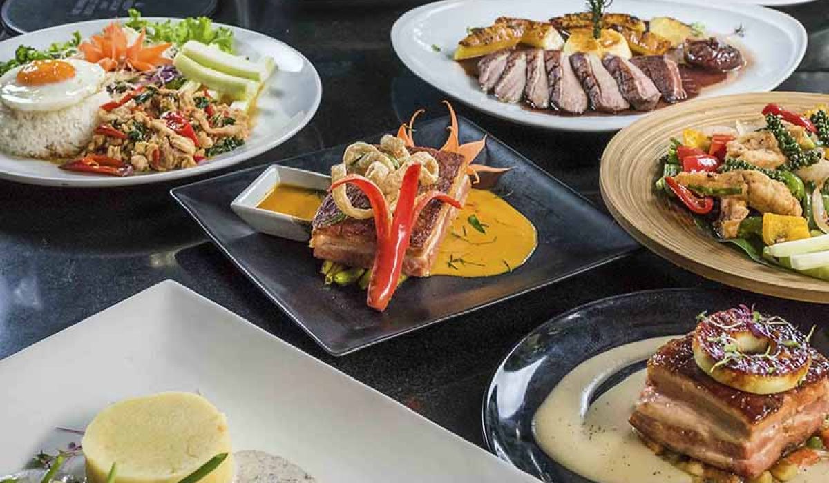 Indulge Restaurant - Fusion food on dining table in Bangkok